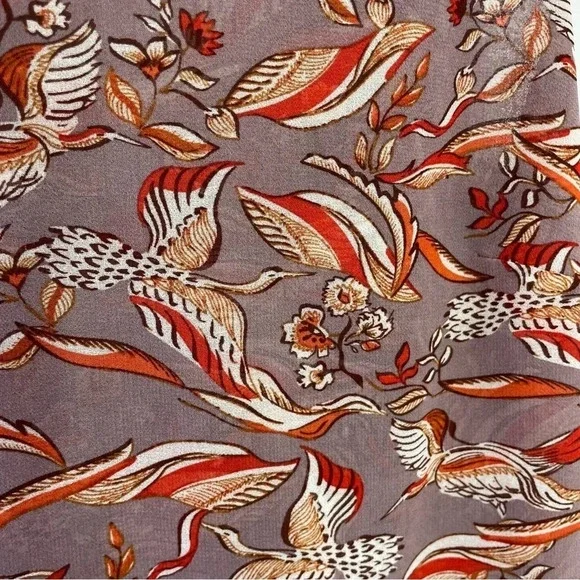 CAbi Peplum Novelty Good Luck Crane Print Sleeveless Top - Picture 7 of 7